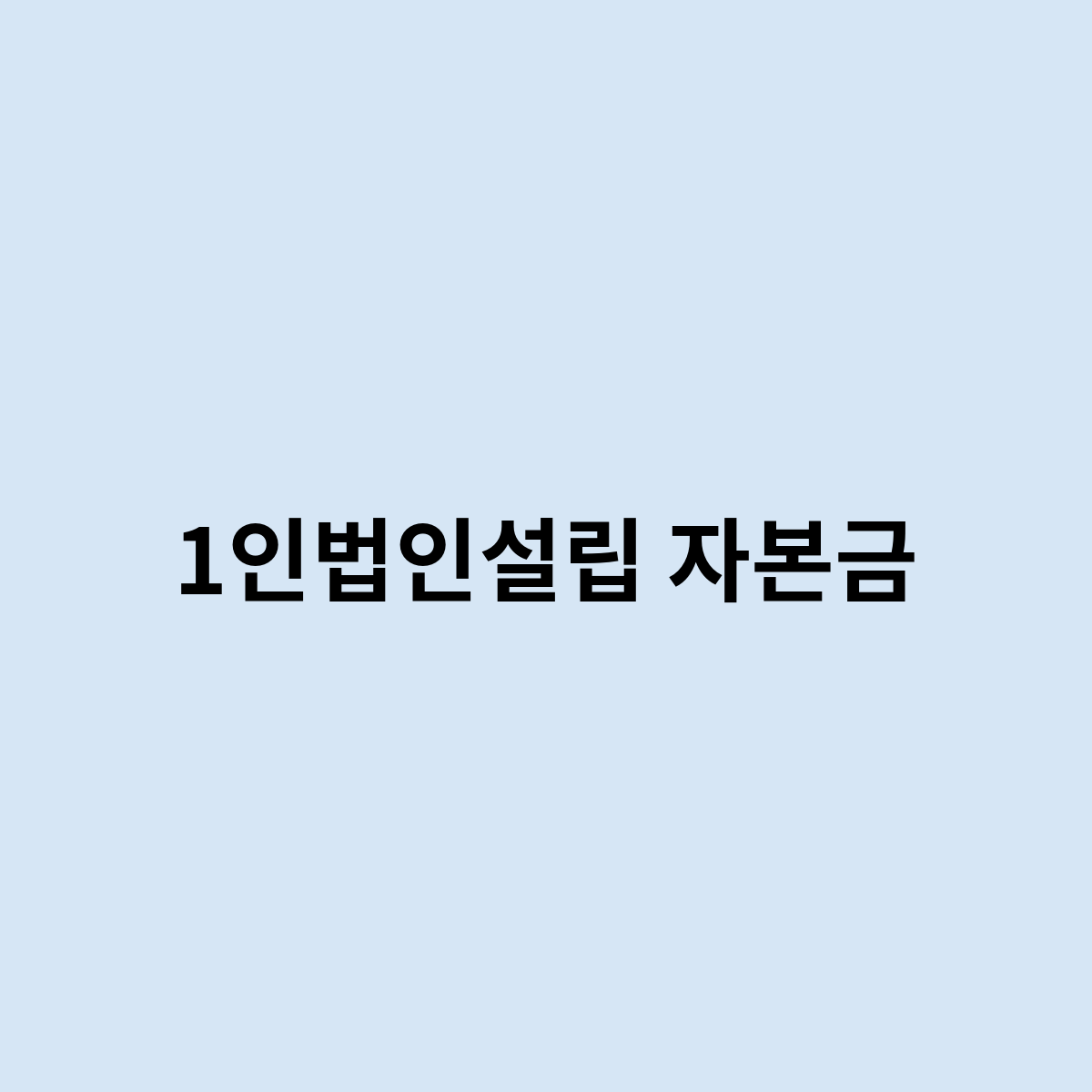 1인법인설립자본금