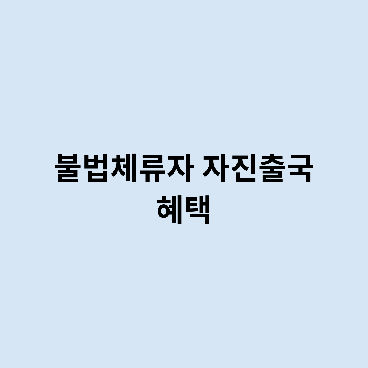불법체류자 자진출국 혜택