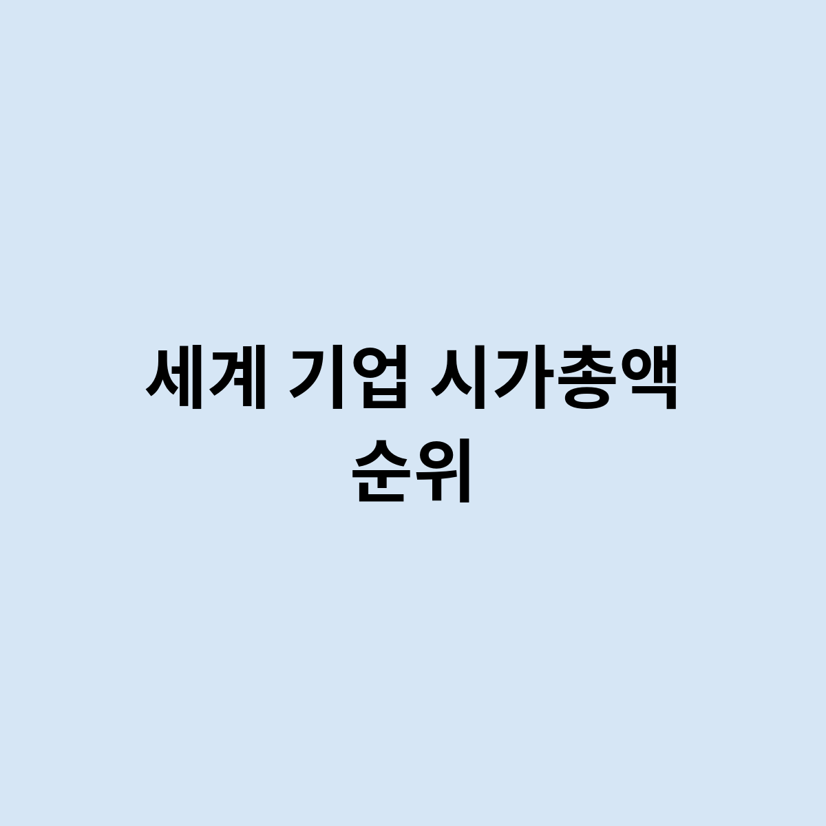 세계 기업 시가총액 순위