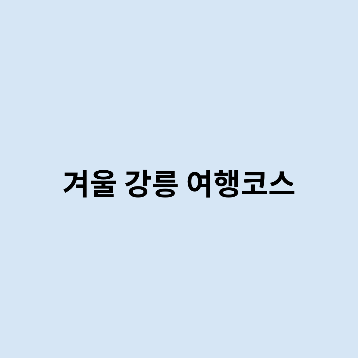 겨울 강릉 여행코스