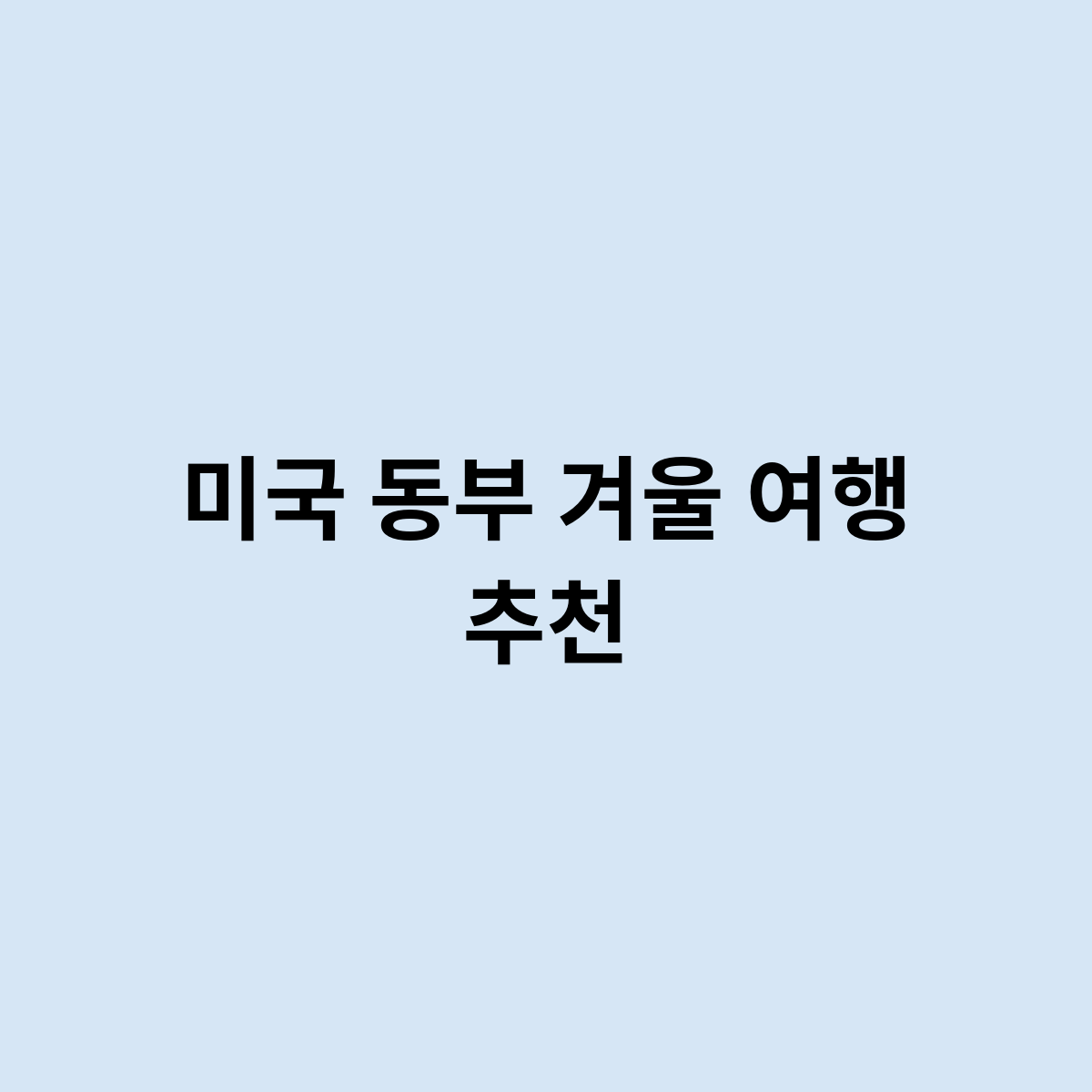미국 동부 겨울 여행 추천