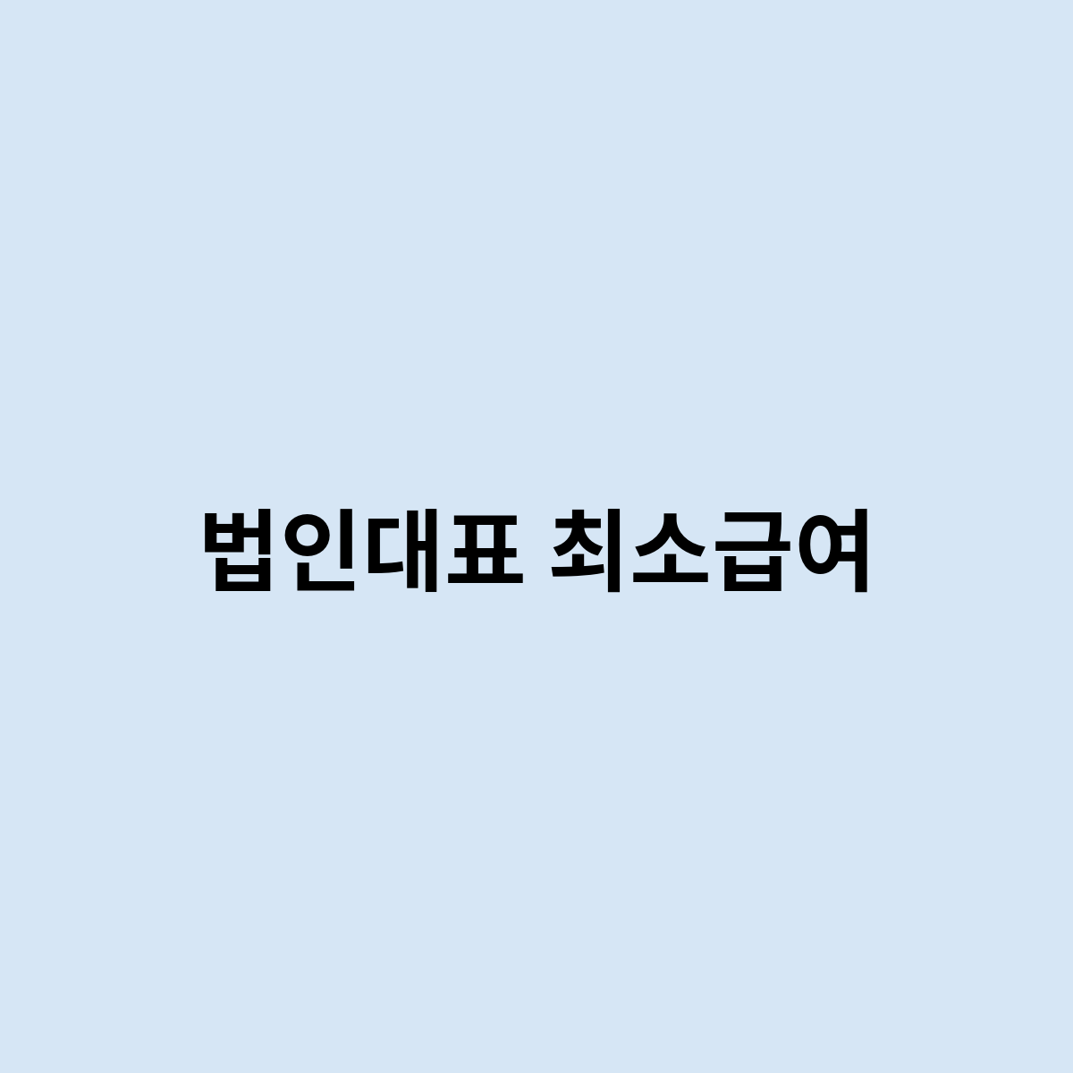 법인대표 최소급여를 한번 알아보자