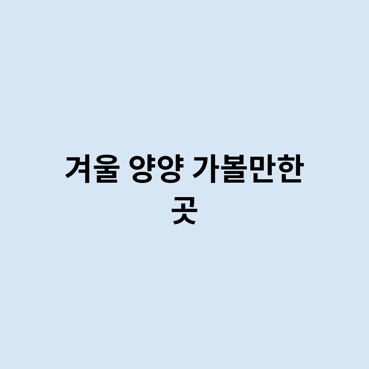 겨울 양양 가볼만한 곳