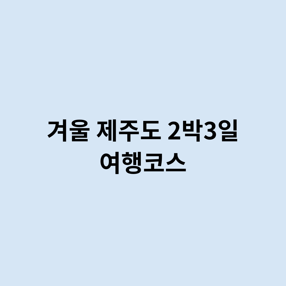 겨울 제주도 2박3일 여행코스