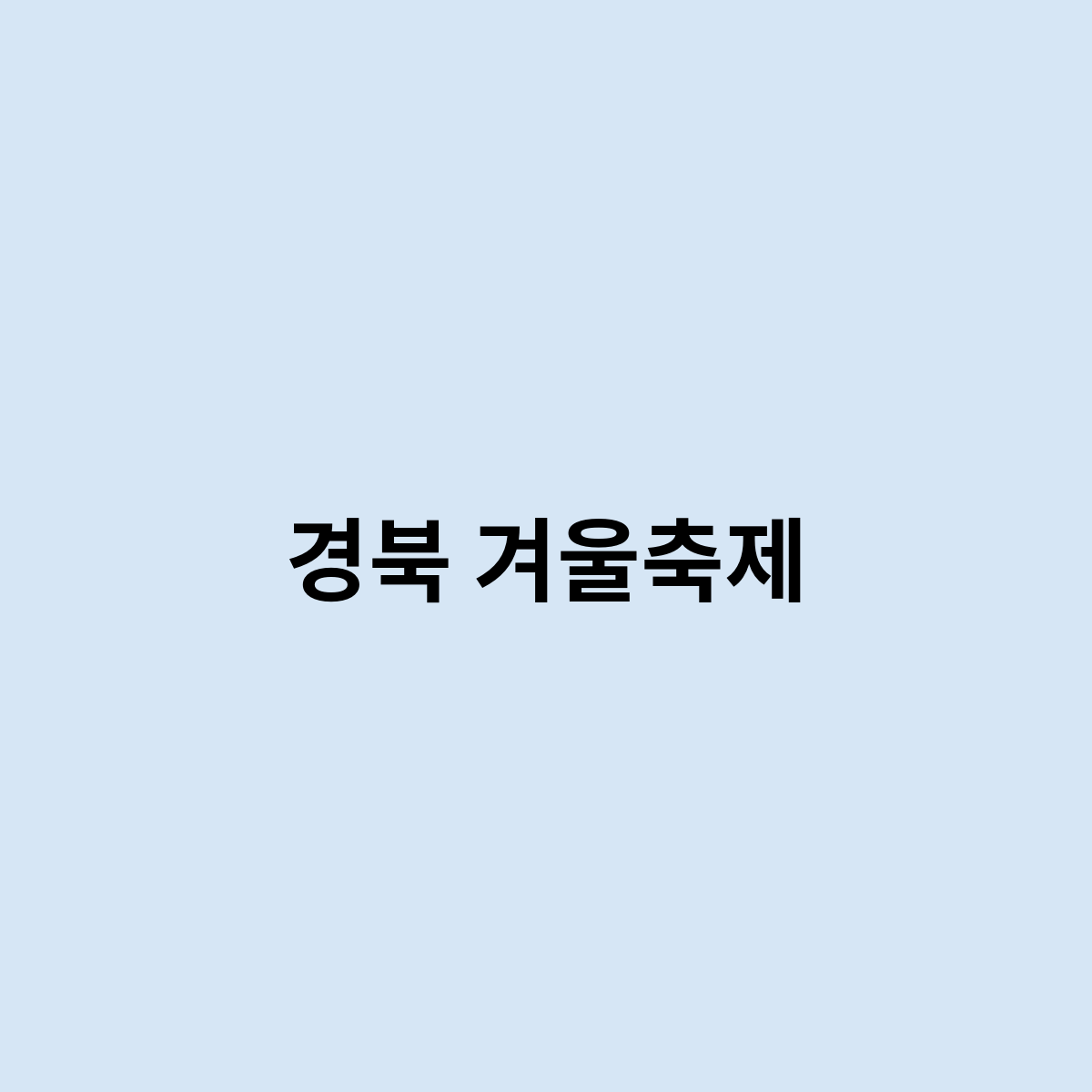 경북 겨울축제는 이렇게 된다. ?