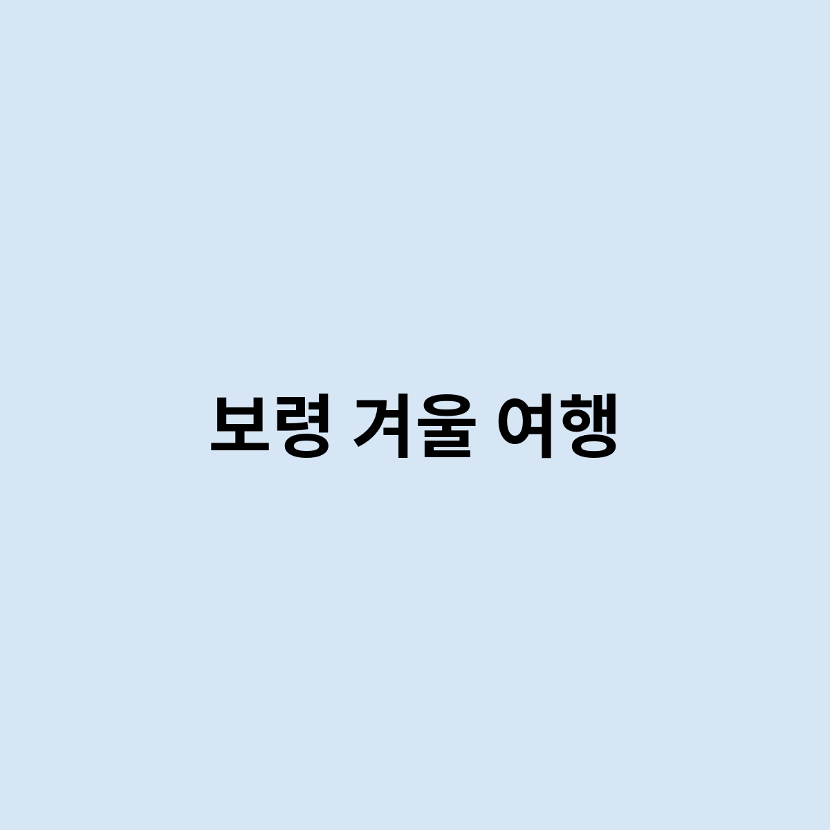 보령 겨울 여행