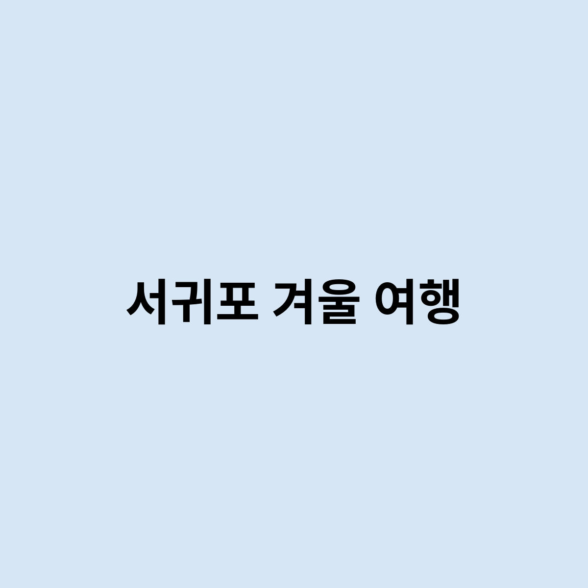 서귀포 겨울 여행