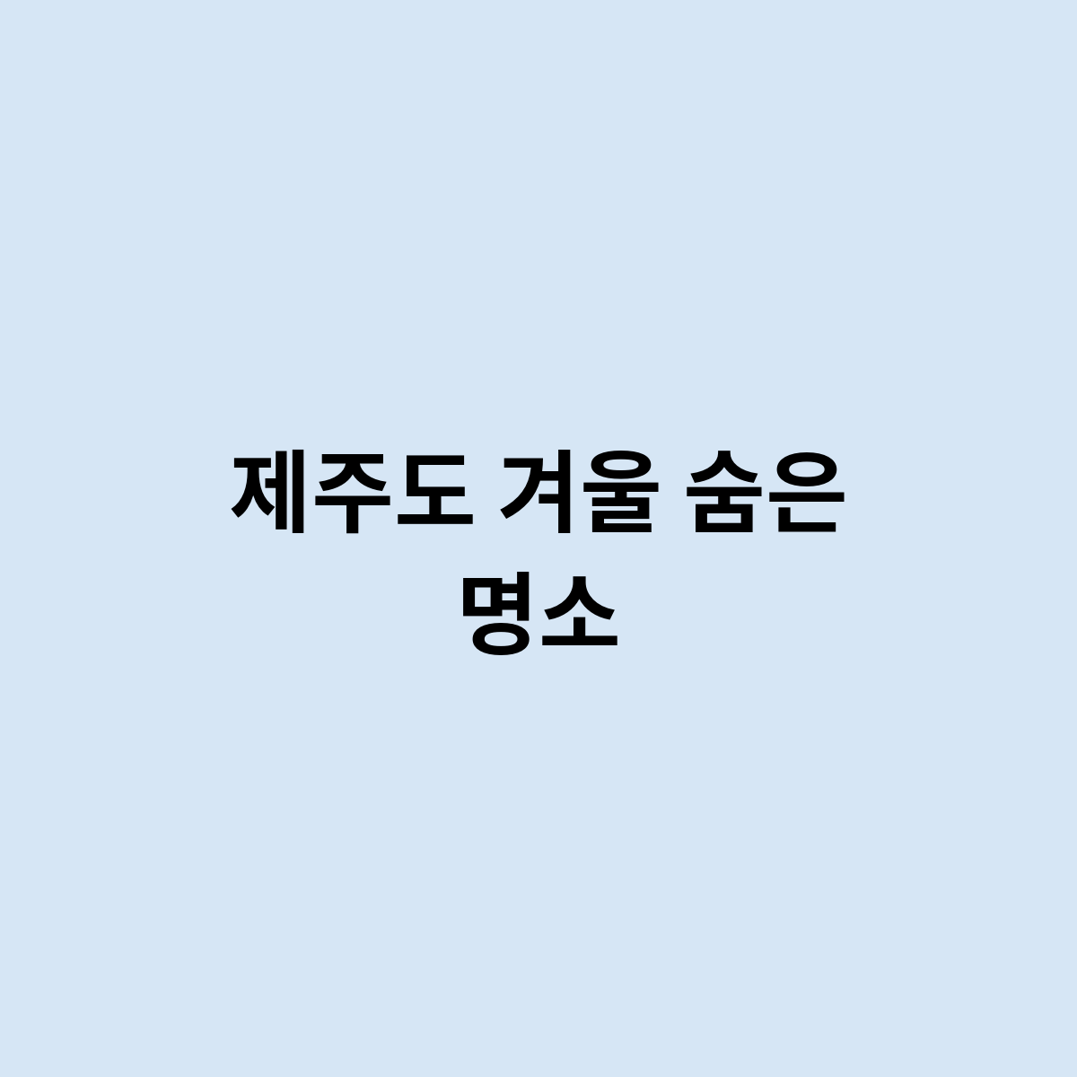 제주도 겨울 숨은 명소