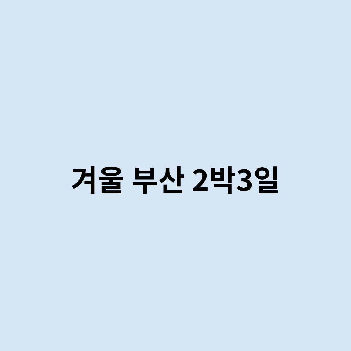 겨울 부산 2박3일