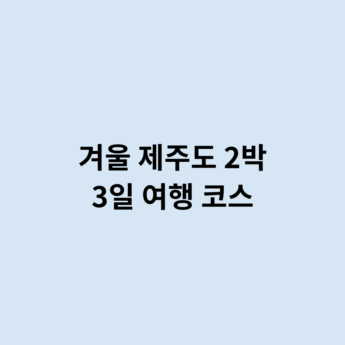 겨울 제주도 2박 3일 여행 코스