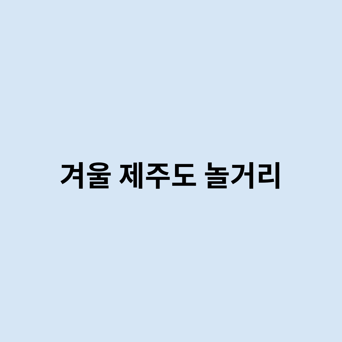 겨울 제주도 놀거리