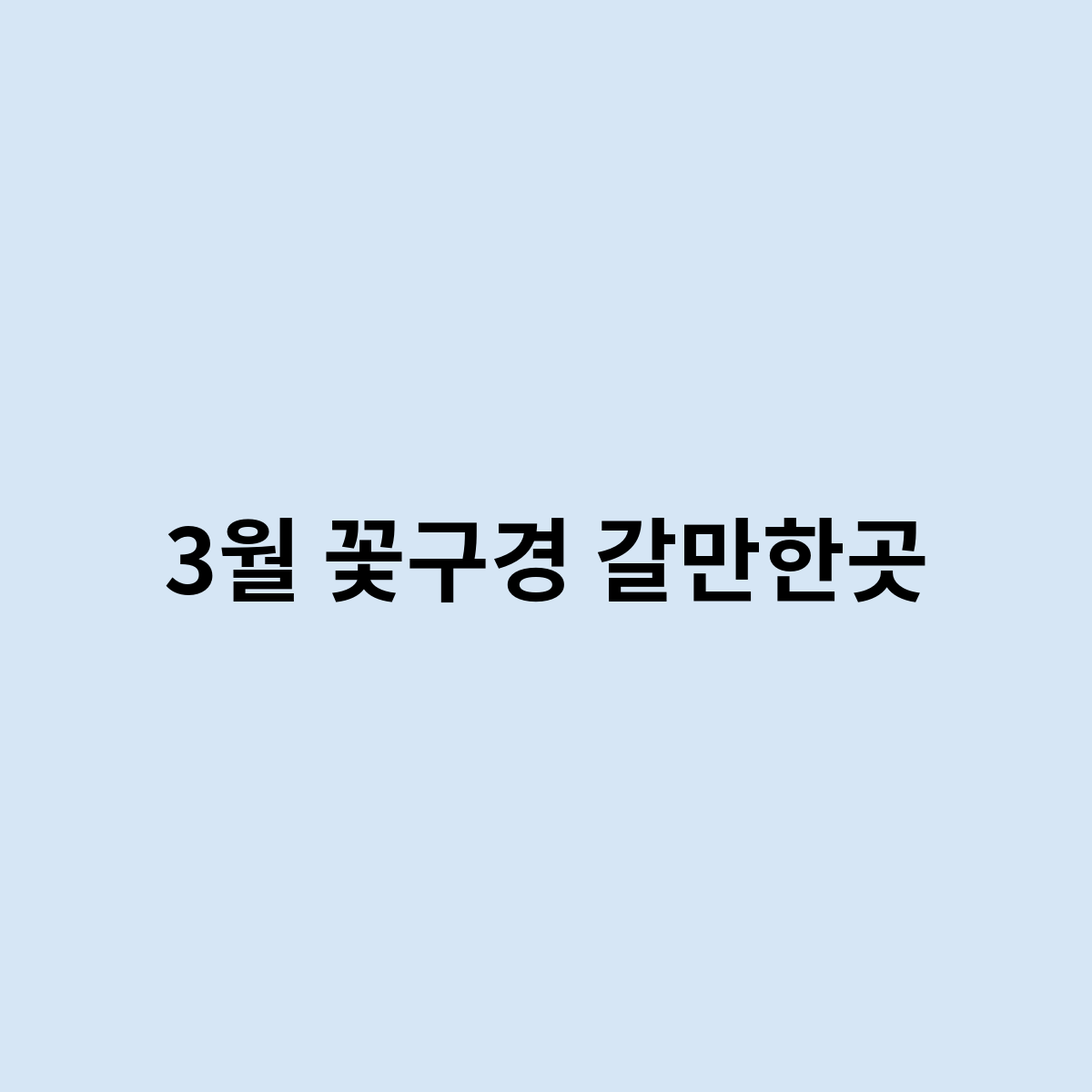 3월 꽃구경 갈만한곳