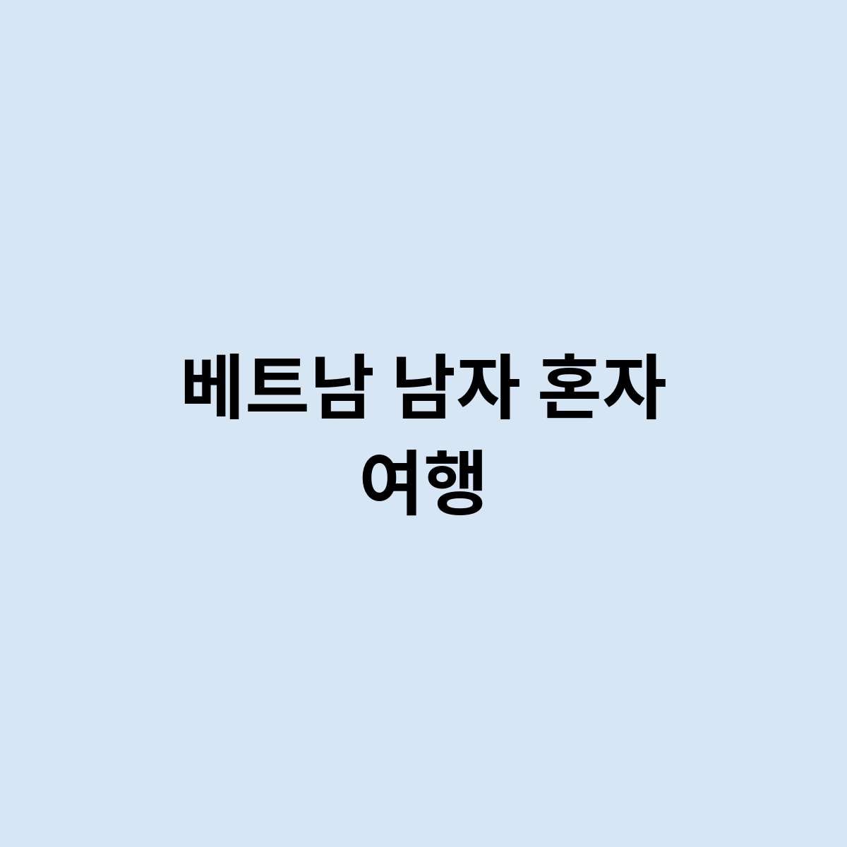 베트남 남자 혼자 여행