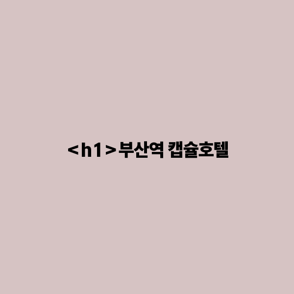 부산역 캡슐호텔