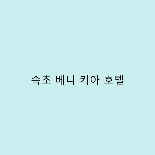 속초 베니 키아 호텔에서의 완벽한 여행 가이드