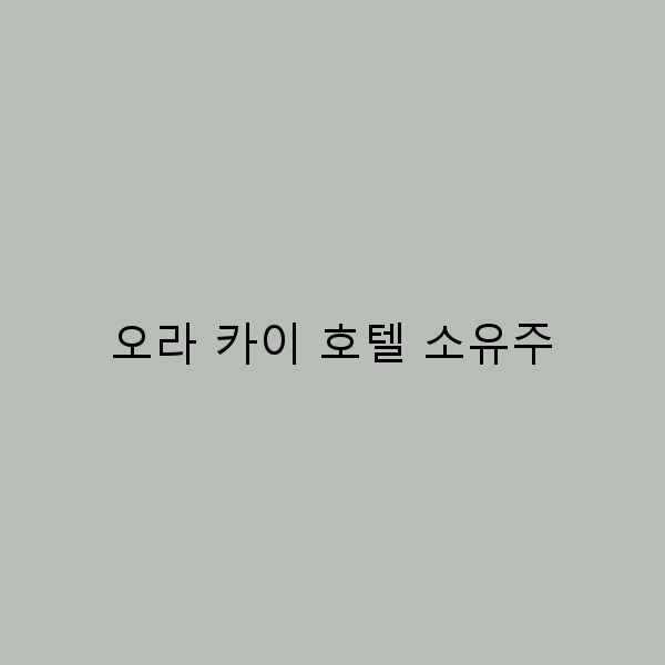 오라 카이 호텔 소유주가 알려주는 여행의 새로운 기준