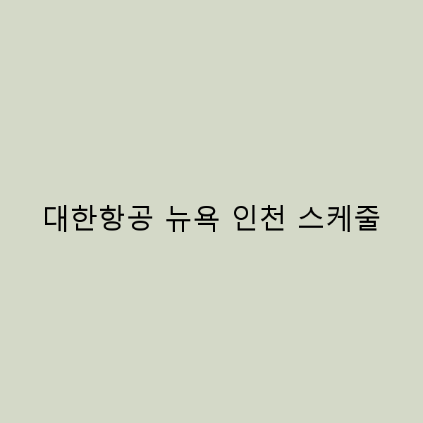 대한항공 뉴욕 인천 스케줄 완벽 가이드 여행의 모든 것