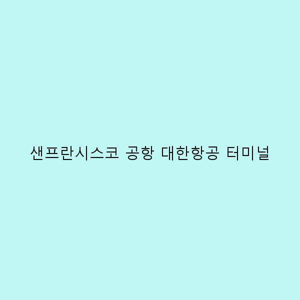 샌프란시스코 공항 대한항공 터미널 완벽 가이드