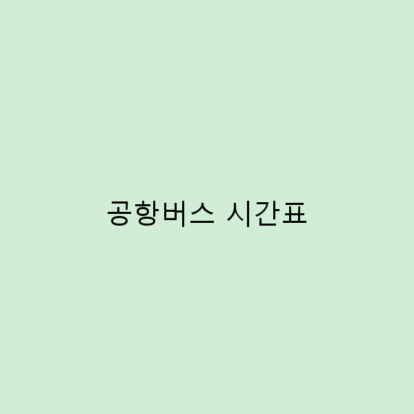 공항버스 시간표로 계획하는 스마트한 여행 팁