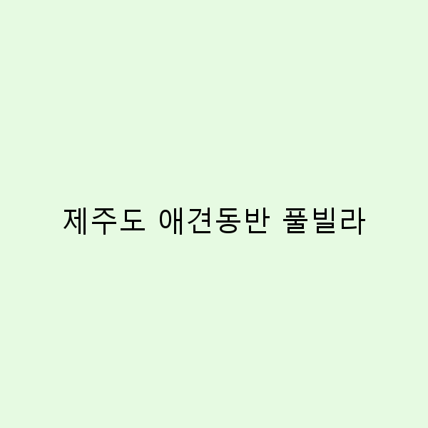 제주도 애견동반 풀빌라에서의 특별한 여행 경험 5가지