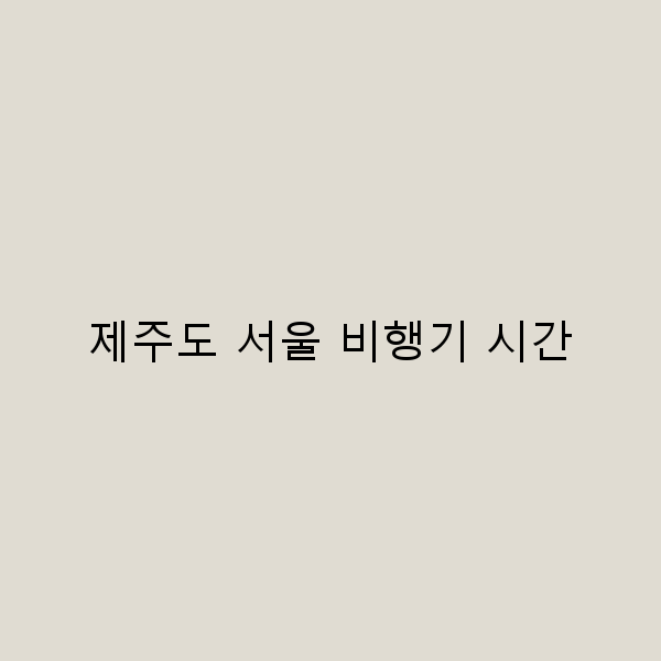 제주도 서울 비행기 시간 완벽 가이드 여행 준비의 모든 것