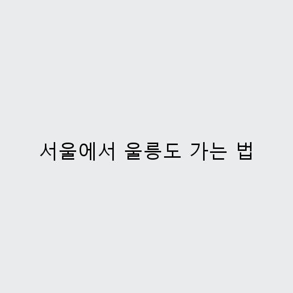 서울에서 울릉도 가는 법 여행의 모든 것을 알아보자