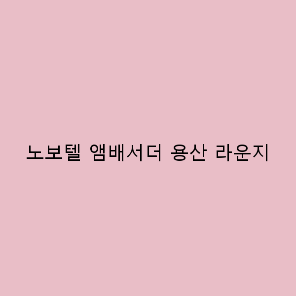 노보텔 앰배서더 용산 라운지에서의 완벽한 휴식 경험