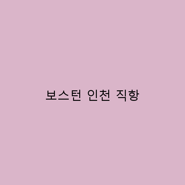 보스턴 인천 직항으로 떠나는 여행, 놓치면 후회할 이유 5가지