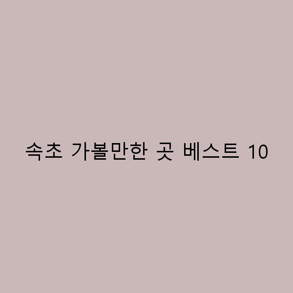 속초 가볼만한 곳 베스트 10, 여행의 새로운 발견