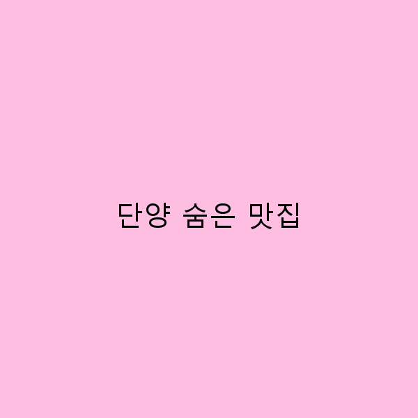 단양 숨은 맛집, 여행의 새로운 발견!