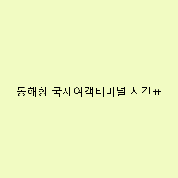 2025년 동해항 국제여객터미널 시간표 완전 정복 및 여행 꿀팁