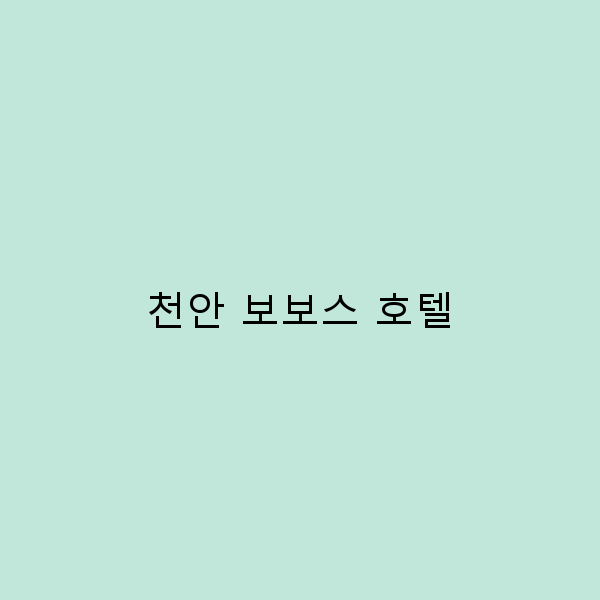 천안 보보스 호텔 추천 2025년 최고의 여행 숙소