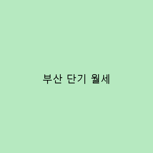 2025년 부산 단기 월세 완전 정복 저렴하고 편리한 숙소 찾기