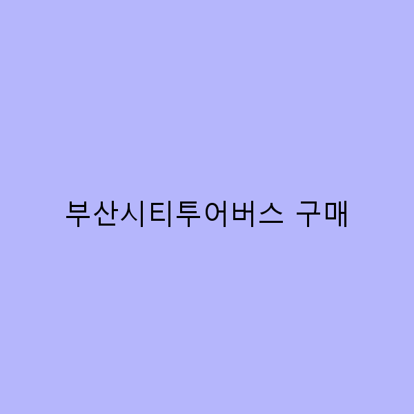 2025년 부산시티투어버스 구매 꿀팁과 최신 정보 총정리