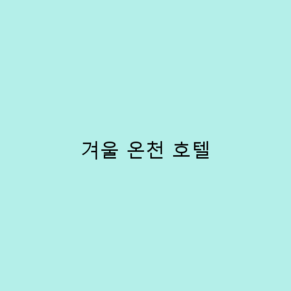 2025년 최적의 겨울 온천 호텔 추천과 예약 팁