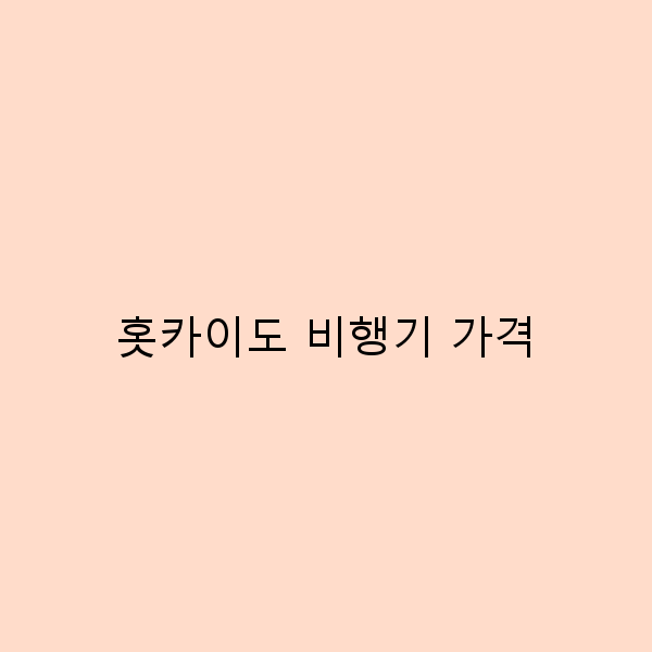 2025년 홋카이도 비행기 가격 최저가 전략과 꿀팁