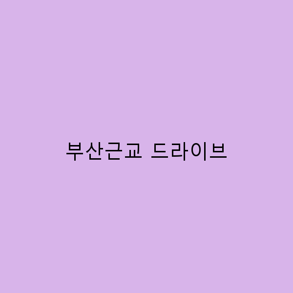 2025년 부산근교 드라이브 추천 명소와 최고의 여행 코스