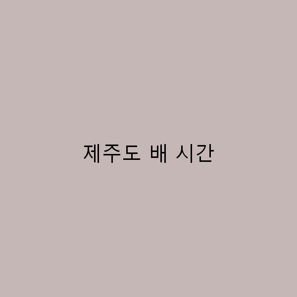 2025년 제주도 배 시간 완전 정복, 실시간 정보와 꿀팁 공개