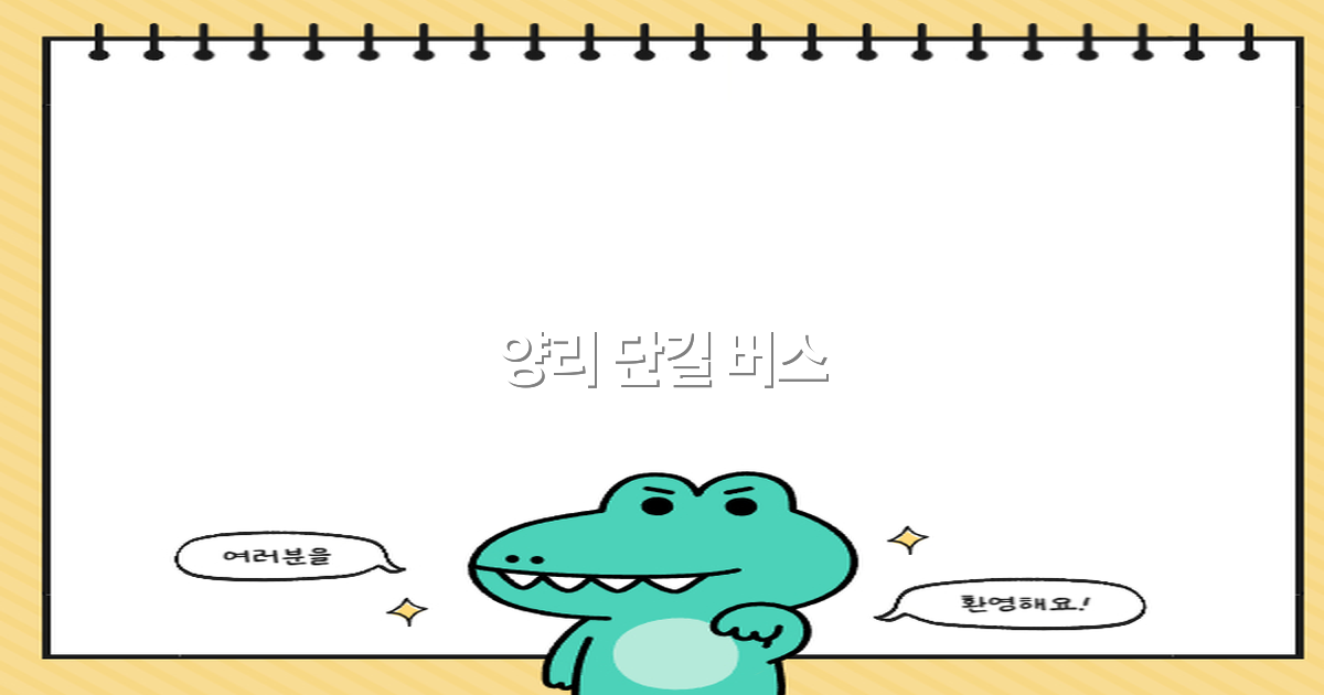 양리 단길 버스 완전 정복 2025년 최신 여행 꿀팁