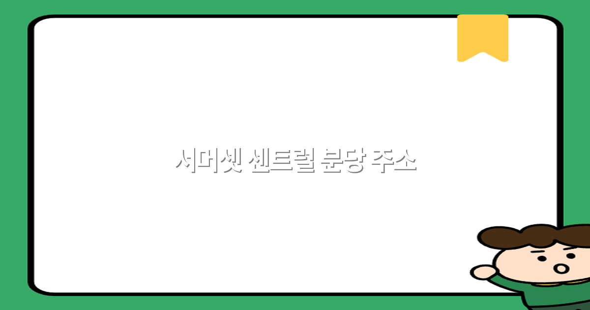 서머셋 센트럴 분당 주소 완벽 가이드 2025년 최신 정보