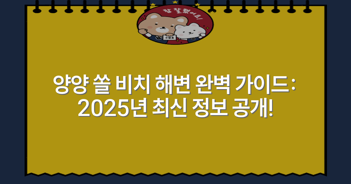 양양 쏠 비치 해변 완벽 가이드: 2025년 최신 정보 공개!