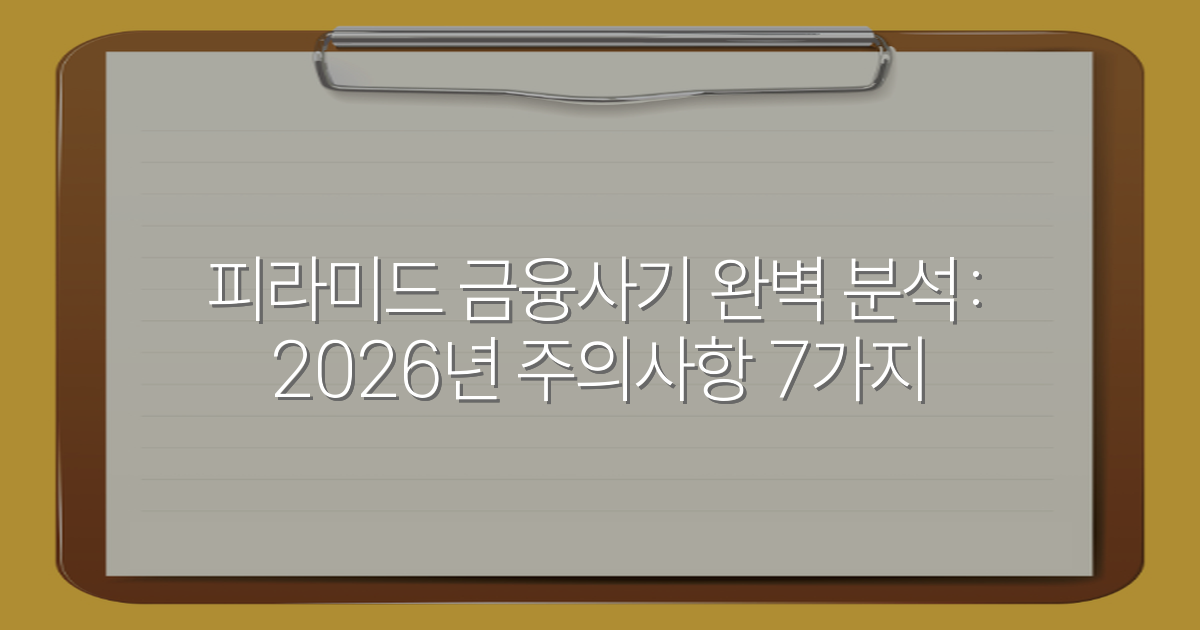 피라미드 금융사기 완벽 분석: 2026년 주의사항 7가지
