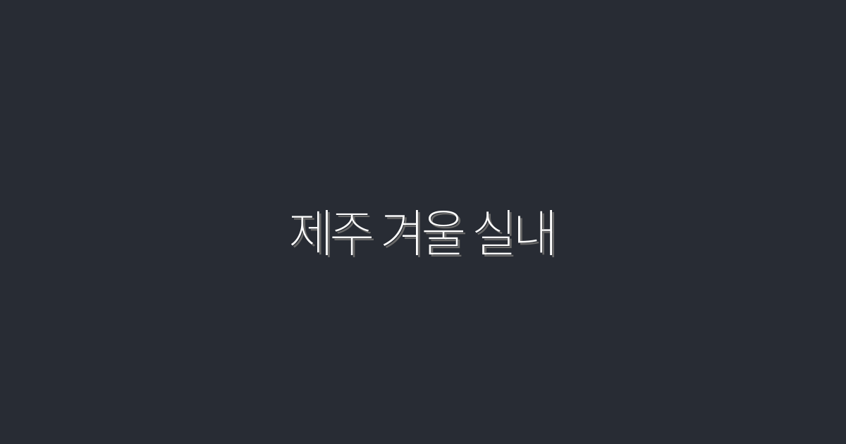 2026년 제주 겨울 실내 추천! 꼭 가봐야 할 5곳