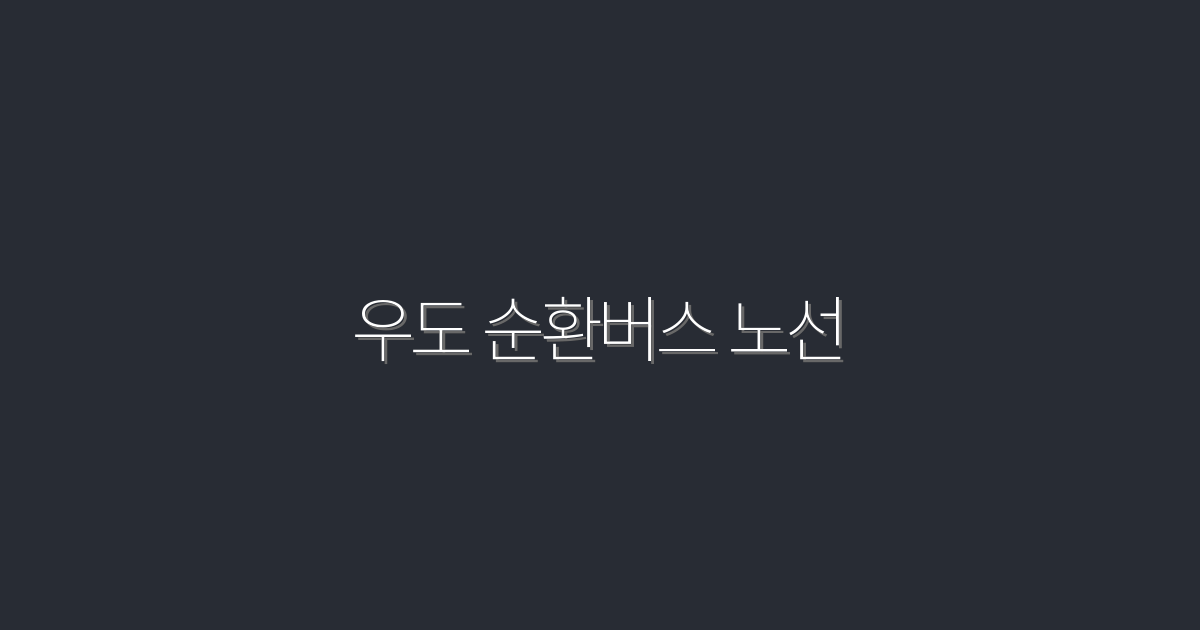 2026년 우도 순환버스 노선 완벽 가이드: 꼭 알아야 할 5가지!