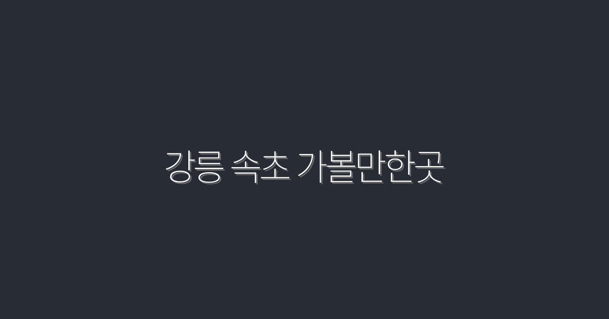 2026년 강릉 속초 가볼만한곳 10곳 완벽 가이드!