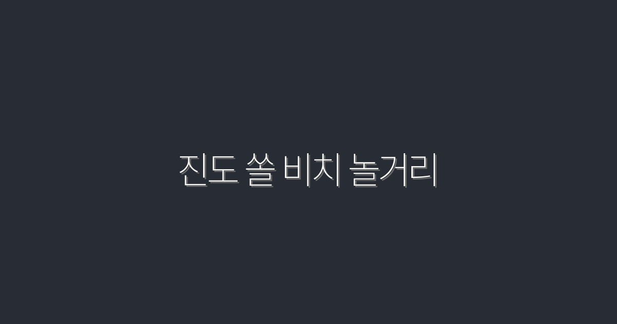 2026년 최신! 진도 쏠 비치 놀거리 5가지 완벽 가이드