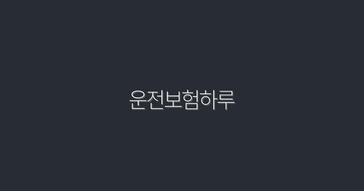2026년 버전! 운전보험하루로 하루 만에 저렴하게 보험 받는 방법